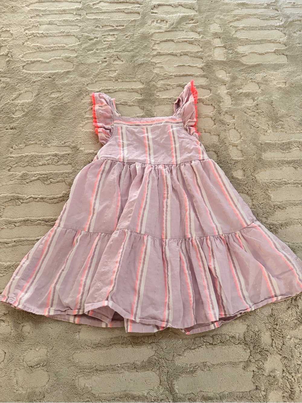 Pink Striped Tiered Sundress for Girls